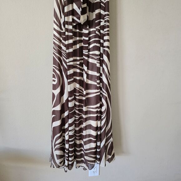 NWT BCBG MaxAzria 100% Silk Womens Maxi Dress Halter Animal Print  Size 4 Y2K - Picture 11 of 13
